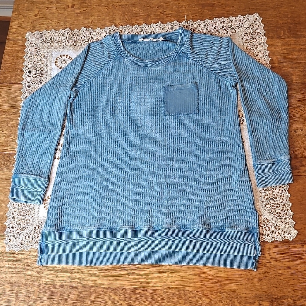 Soft Surroundings Waffle Tunic With Long Raglan Sleeves